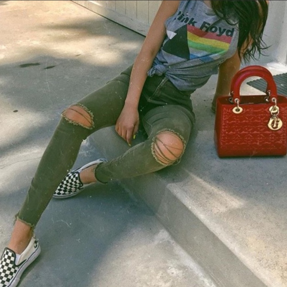 Zara Olive High Waisted Skinny Jeans